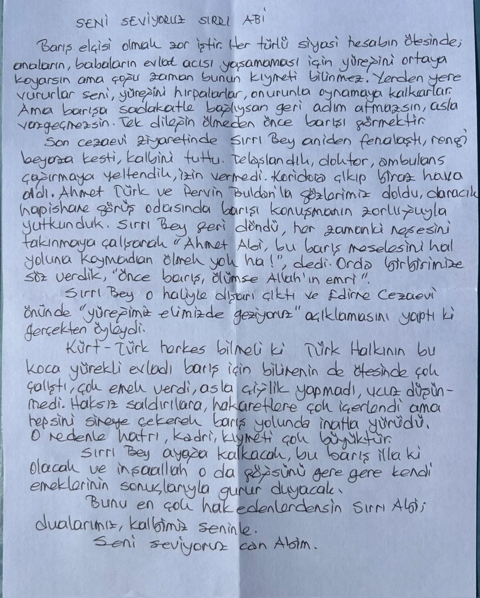 demirtastan sirri sureyya ondere mektup 0
