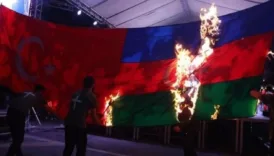 ermenistanda skandal goruntuler turk ve azerbaycan bayraklari yakildi sz7eQ8tQ